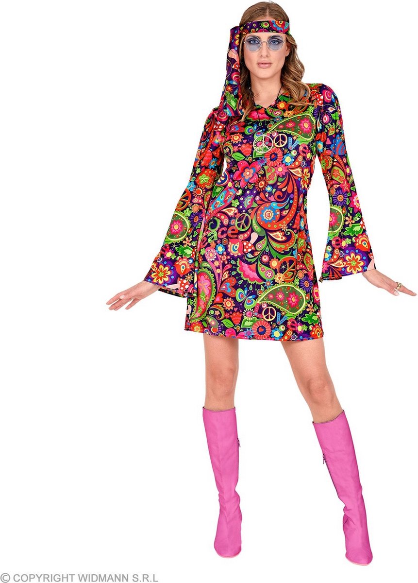 Hippie Kostuum | Hippe Tante Anja Jaren 70 | Vrouw | Medium | Carnaval kostuum | Verkleedkleding